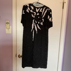 Black and white beaded dress